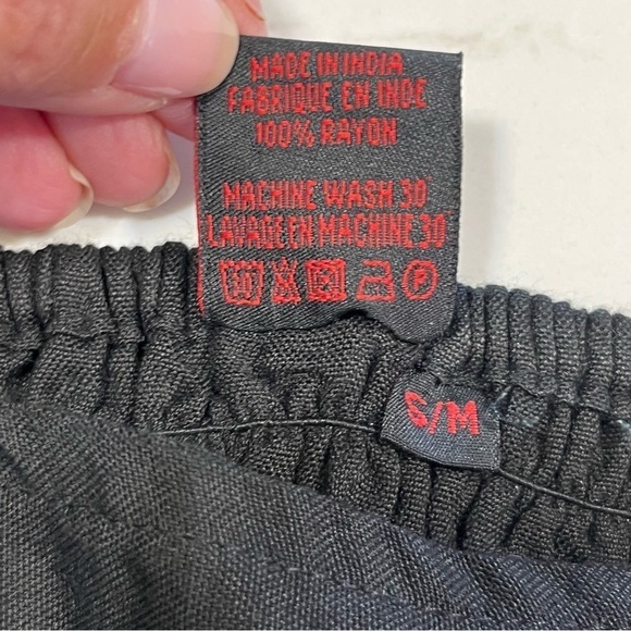 Aller Simplement Black Shirred Cropped Wide Leg Pants Sm/Med - Picture 6 of 12